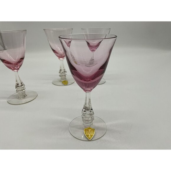 Tiffin Franciscan Wisteria Pink Wine Stemware Set of 4 Vintage Glassware MCM - Picture 8 of 11